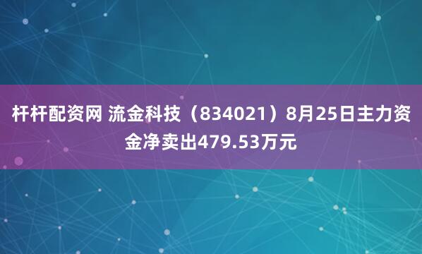 杆杆配资网 流金科技（834021）8月25日主力资金净卖出479.53万元